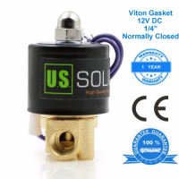 U.S. Solid 1/4" 12V DC Brass Electric Solenoid Valve Normally Closed for water, air, diesel, CE Certified