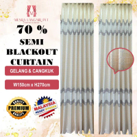 【Mesra Langsir PLT C002】70% Blackout Curtain Gelang & Cangkuk W150cm x H270cm Stok Siap Malaysia Pen