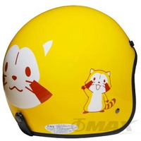 小小浣熊半罩式安全帽-黃色+抗uv短鏡片+6入安全帽內襯套(速)