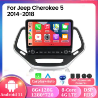 8GB+128GB DSP RDS Android 11 Car Radio GPS RDS Multimedia Player for Jeep Cherokee 5 KL 2014 - 2018 4G LTE WIFI Carplay BT AUTO