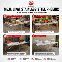 MEJA LIPAT STAINLESS STEEL PHOENIX 150x80 CM – KOKOH & PRAKTIS