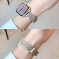 細款 麥穗編織金屬錶帶 適用於 Apple Watch 9代 8 7 6 5 SE 磁吸錶帶 40/41/45/49mm