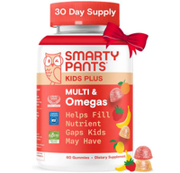 SmartyPants Kids Multivitamin Gummies - Improved Formula: 3 (DHA/EPA) Vitamins D3 C B12 B6 Vitamin A
