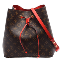 LV Louis Vuitton路易威登 M44021 經典Neonoe Monogram帆布印花牛皮鑲飾束口斜背/肩背水桶包