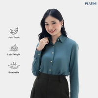 Platini Baju Kemeja Polos Basic Wanita Panjang Katun Rayon 62000 L BLUE