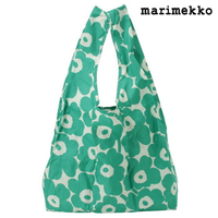 marimekko 091003 160 手提袋 環保袋 ウニッコ柄 スマートバッグ エコバッグ （折りたたみ収納可能）綠×オフ白 女錶 女用 Unisex Smart Bag Mini Unikko 品牌