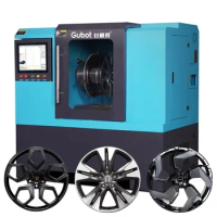 High-precision automatic rim repair lathe cnc alloy mag wheel diamond cutting refurbishment machine LSB300 Gubot horizontal