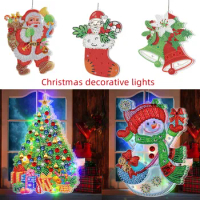 DIY diamond painting Christmas decorative lights DIY Spot Diamond Embroidery Crafts Christmas Tree Old Man Diamond Wall Painting