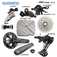 SHIMANO DEORE M5100 2x11 Speed Groupset M5100 Shifters Front/Rear Derailleur 26/36T 170MM Crankset KMC Chain BB M5100 2X11v