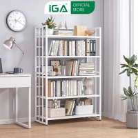 Kệ sách đa tầng decor phòng đẹp khung thép trắng phủ sơn tĩnh điện thương hiệu IGA - GM97