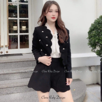 Áo Elise đính đá thủ công màu đen