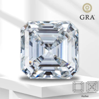 Moissanite Loose Stone Asscher Cut D Color VVS1 Lab Grown Gemstone for DIY Jewelry Making Pass Diamond Tester with GRA Report