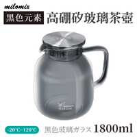 MILOMIX 美樂美事 黑色元素 高硼矽玻璃茶壺 1800ml