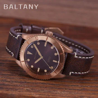 Baltany Bronze Diver Watch B3016 Seiko NH38 Automatic Leather Strap 200M Waterproof Cusn8 Bronze Case Dive Wristwatch
