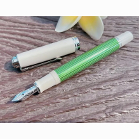 德國 PELIKAN 百利金 M605 GREEN WHITE 14K金 綠條鋼筆(F尖 )
