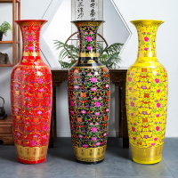 景德鎮陶瓷器中國紅色落地大花瓶客廳裝飾高擺件大號特大開業送禮