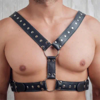 Leather Y-Shape Chest Men Harness Male Bondage Lingerie Body Harness Belts Shoulder Straps BDSM Gay Sex Harness for Fetish Men