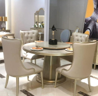 餐桌 美式餐桌歐式大小戶型餐廳實木餐桌椅組合法式新古典圓餐桌