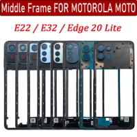 Tested NEW Middle Frame Plate Holder Housing With Side Button Key Replacement For Motorola Moto E22 E32 Edge 20 Lite E5 Plus