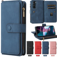 Zipper Wallet Leather Case For Motorola Moto Edge 30 Pro Luxury Multi 15-Cards Slot Etui for Moto Edge S30 X30 X 30 Flip Cover