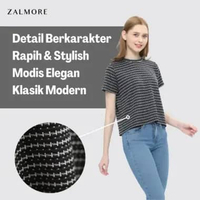 Zalmore Basic Women Top Premium LUMA Tweed - Atasan Wanita Lembut Anti Kusut Luxury M Cream