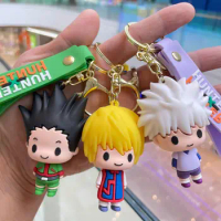 Anime HUNTER X HUNTER Figure Keychain Silicone GON·FREECSS Doll Pendent Keyring Car Key Holder Accessories Jewelry Kids Toy Gift