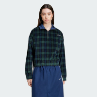 adidas 愛迪達 外套 女 運動外套 三葉草 TARTAN HALF ZIP 綠 IX1054