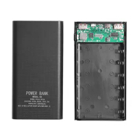 18650 Battery Power Bank Box 5V 2.1A LCD Display 20000MAh Power Board for 6X18650 Battery DIY Powerbank Case(Black)