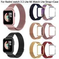 Strap For Xiaomi Redmi Watch 3 2 Lite Band Mi Watch Lite With Metal Protector Case Bumper Magnetic Loop Bracelet For Redmi Watch