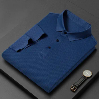 New Seamless Adhesive Short-Sleeved Polo Shirt Men's Business Casual Summer Thin Non-Ironing High Elastic T-shirt