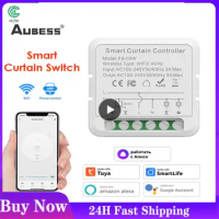 Tuya WiFi Light Smart Switch Roller Blinds Switch Smart Curtain Switch Motor Rolling Shutter Doors Smart Life APP Control Alexa