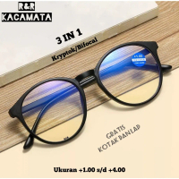 Kacamata Baca PLUS Pria Wanita 3 IN 1, BISA untuk Baca dan Jalan + Anti radiasi Hp,Laptop,dll (BONUS