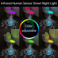Toilet Motion Sensor Light Backlight Smart Night Lights LED Rechargeable Dimming Lamp For Toilet Bowl Bathroom WC