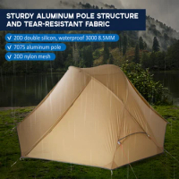 1 Person Tent Lightweight Backpacking Tent Double-layer Can Use with Elevated Sleeping Platform Camp Bed for 4 Season