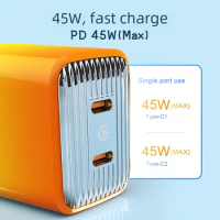 HOGUO-GaN PD USB Wall Charger, Fast Charge, Type C Mobile Phone, US Adapter, iPhone 15 Pro Max Plus, Huawei, Samsung Mi, 45W