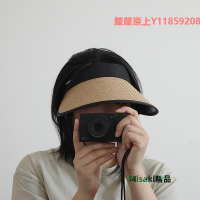 遮陽帽小物商店 日系文藝氣質日常簡約百搭休閑草編空頂防曬遮陽帽-Misaki精品
