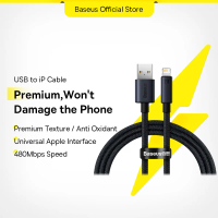 Kabel Pengecasan Pantas USB, Baseus, 2.4A, Serasi dengan iPhone 13, 12, 11, Pro Max, XR, X, Mini, 8,