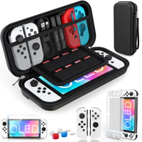 For Switch OLED Case Compatible with Nintendo Switch OLED 9 in 1 Accessories for Switch OLED Model with Dockable Protective Case
