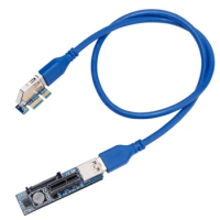 PCI-E Extender PCI E 1X to 1X Riser USB 3.0 Cable SATA Power Working for Motherboard PCI-E X1 Slot Bitcoin Miner