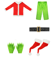 [New] Halloween Cross-Border Hot Green Fur Monster Grinch Cosplay Santa Claus with Woollen Trousers 
