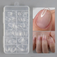 120pcs XXS Super Short Almond Full Cover Sculpted Soft Gel Nail Tips Press on Capsule Americaine Gel X Artificial Fake Nails