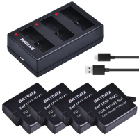 Batmax 4pcs 1600mAh AHDBT-501 AHDBT 501 Battery +3-Slots USB Charger for GoPro Hero 5 Gopro 7 Gopro 6 Gopro 8 Action camera