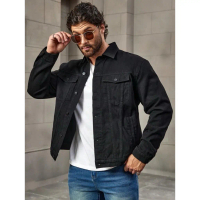 Áo khoác denim nam phong cách đàn ông vải dày (denim không co giãn) size lớn áo khoác denim nam