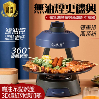 【BLANTH 博蘭仕】電烤盤 自動轉無煙電燒烤爐 紅外線烤盤(光波爐燒烤神燈旋轉燒烤盤無煙烤盤 煎烤盤BBQ)
