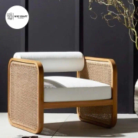 kursi sofa minimalis model persegi / sofa minimalis rangka jati kombinasi rotan asli