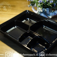 TERJANGKAU Bento sekat 5 hitam/mika bento sekat 5/tray bento/box bento - Hitam