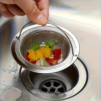 1 x stainless steel sink strainer with anti-rust mesh handle, perfect for kitchen and bathroom sink,