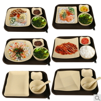 日式料理餐具套裝四方飯盤蓋澆飯創意A5密胺碗碟勺托盤快餐店盤子