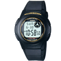 CASIO  超強10年電力數位錶(F-200w-9A)-黑色黃字