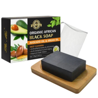 120g Organic African Black Soap Deep Cleaning Anti-Oxidation Anti-Aging Repair After Sun Exposure Avocado Argan Oil Soap
